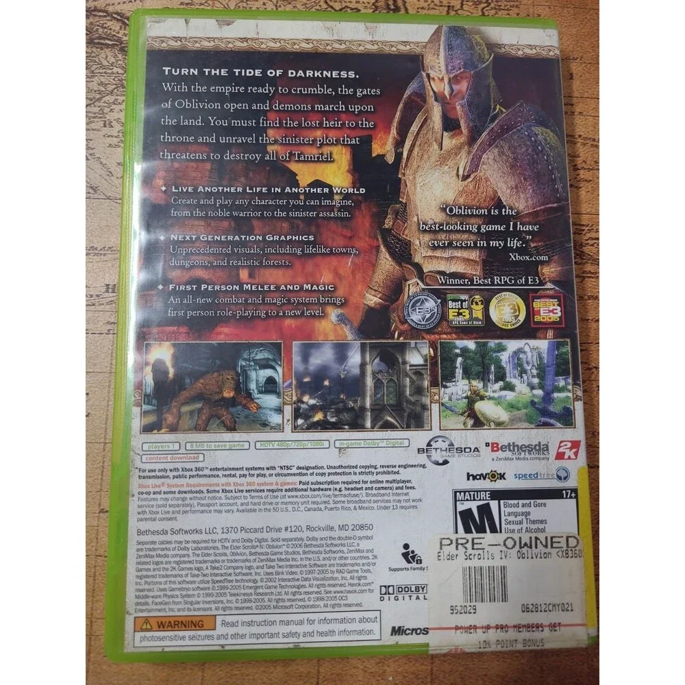 Bethesda Softworks The Elder Scrolls IV: Oblivion Xbox 360 w/ Case & Manual